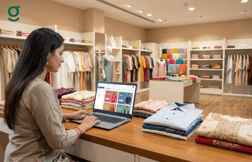 Boutique owner managing inventory using Boutique Management Software