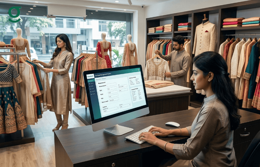 Boutique app managing customer orders and tailoring workflow in a clothing store.