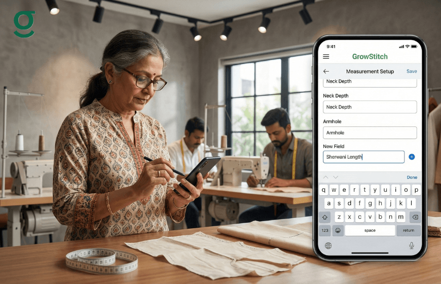 Online tailor app used to customize garment measurement fields