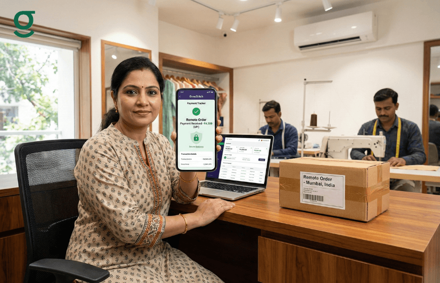 Online Tailor App used to track remote orders and payments in boutique
