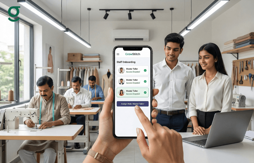 Tailoring software managing staff onboarding in a modern tailoring workshop