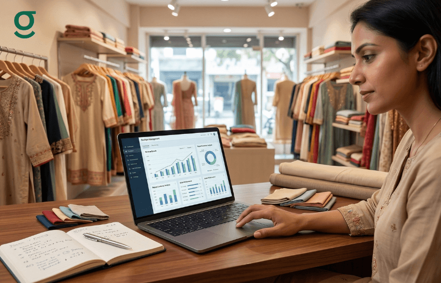 Boutique Software dashboard tracking sales, inventory, and customer data in a store