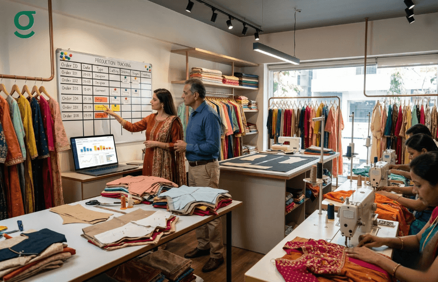 Tailor App tracking production and managing orders in a busy tailoring shop