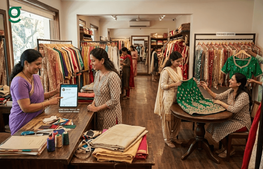 Tailoring Software streamlining customer measurements, fabric selection, and order management in a busy boutique.