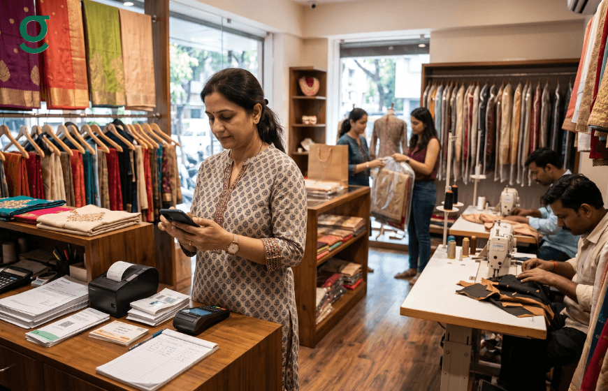 Tailor app helping manage orders, payments, and stitching tasks inside a modern tailoring shop.