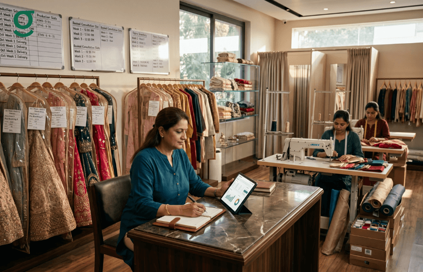 Tailoring application managing boutique orders and garment production in a fashion studio.