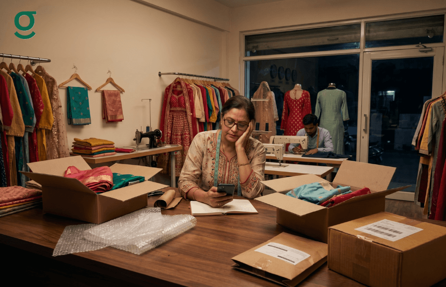 Online tailor app managing boutique orders, packaging, and customer deliveries from one platform.