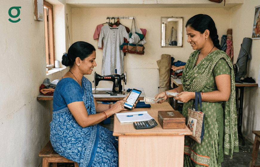 Tailoring software used in a small shop to record orders, process payments, and manage customer details digitally.