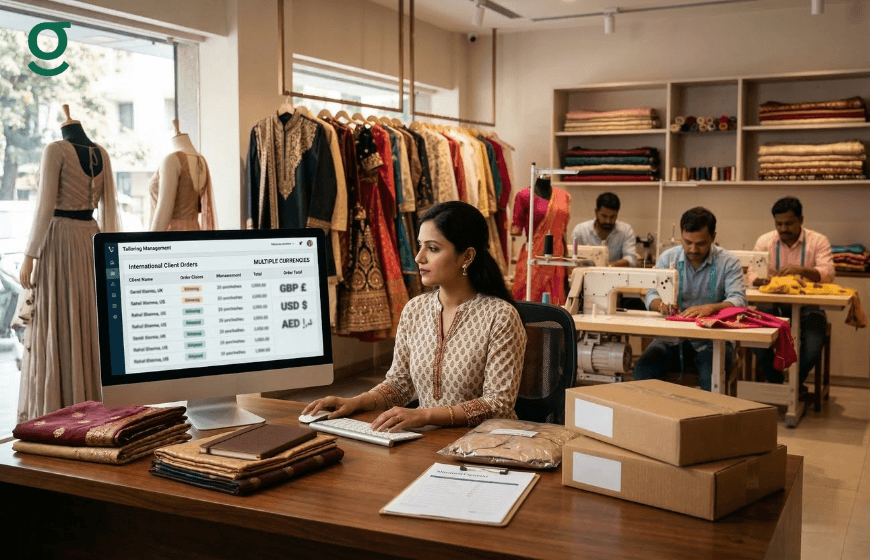 Tailoring application managing boutique orders and international deliveries.