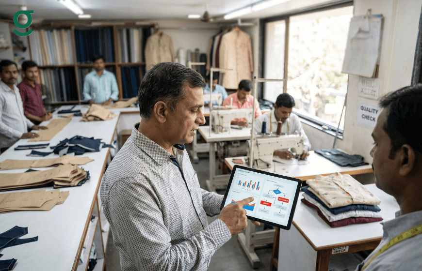 Tailor App tracking production and quality check in a tailoring unit.